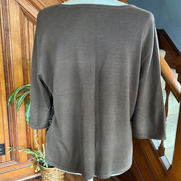 J. Jill Silk Blend Cardigan Brown and Black Floral Sz PL - Picture 3 of 6